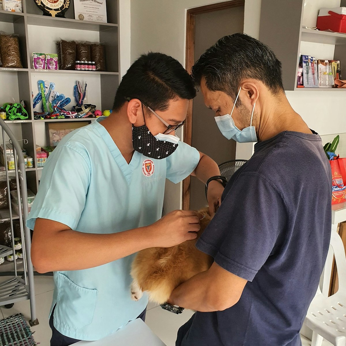 Two members of the clinical team examining a patient