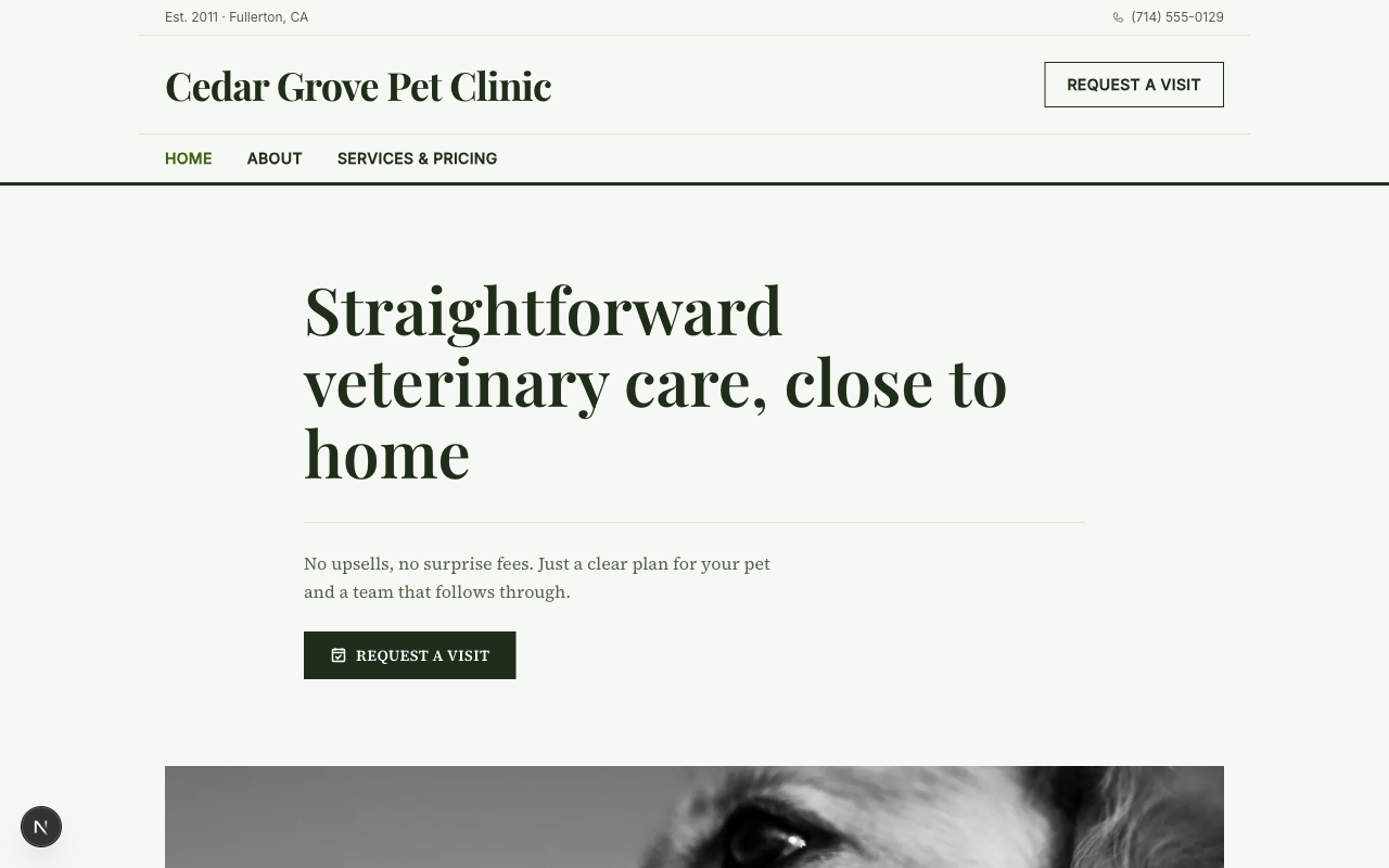 Cedar Grove Pet Clinic desktop preview