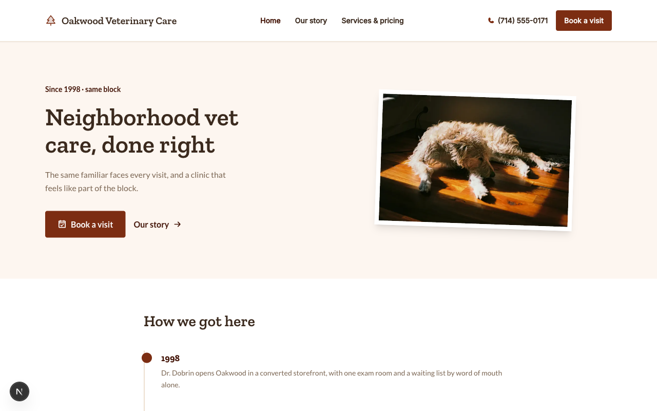Oakwood Veterinary Care desktop preview