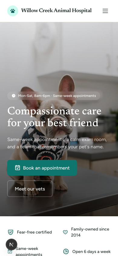 Willow Creek Animal Hospital mobile preview